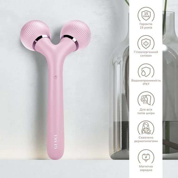 Електронний ультразвуковий ролик для обличчя та тіла GESKE Sonic Facial&Body Roller 4в1 magenta, Рожевий | Зображення 2