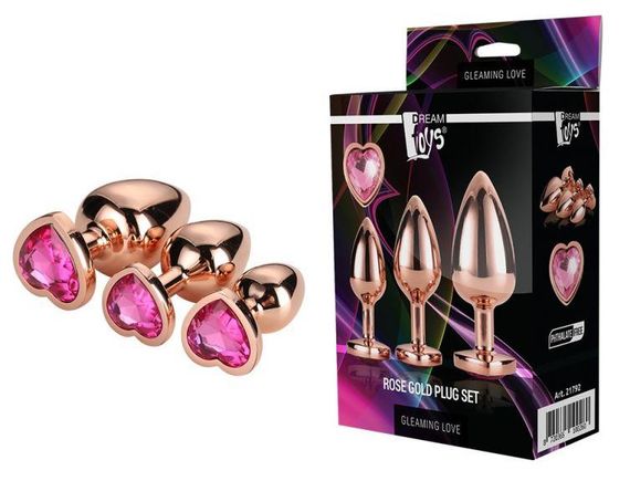 Dt21792 набір анальних пробок GLEAMING LOVE ROSE GOLD PLUG SET Sex Aura