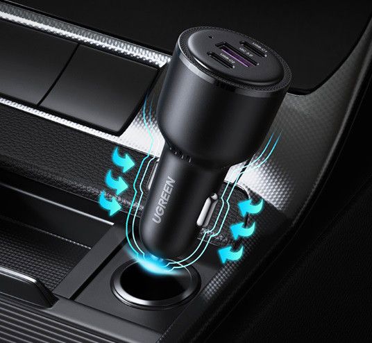 Автомобільний зарядний пристрій Ugreen CD239 2xUSB Type-C PD + USB-A Car Charger 69W Max Чорний | Зображення 2