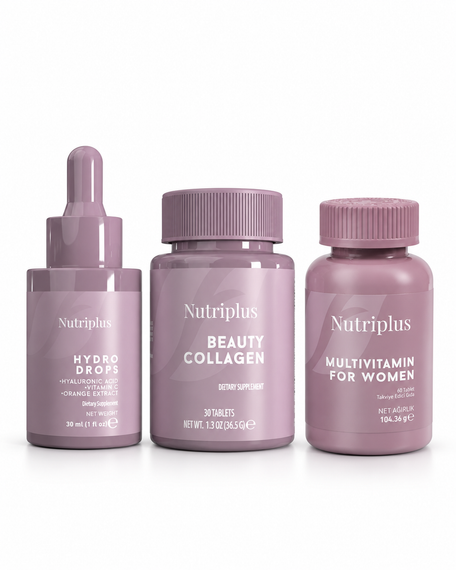 Набір вітамінів для красоти та здоров'я Farmasi Nutriplus | Hydro Drops +Beauty Collagen + Мультивітамінний комплекс | Зображення 1