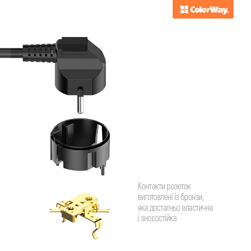 Фільтр мережевий 6 розеток/4USB 2м чорний CW-CHE64B ColorWay | Зображення 7