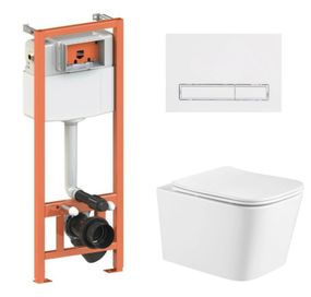 Набір Qtap Nest 4 в 1 підвісний унітаз Crow Ultra Quiet 490x360x290 + комплект інсталяції QT05335171W45133