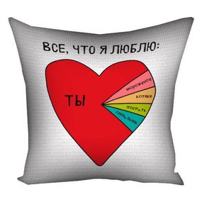 Подушка з принтом габардинова Все, что я люблю 50x50 (5P_19L022_RUS)