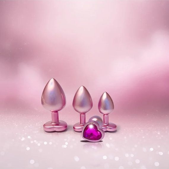 Набор из трёх анальных пробок Dream Toys Gleaming Love, размеры S, M, L, перламутрово-розовый Sex Aura | Зображення 4