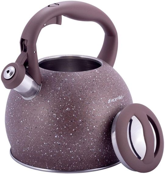 Чайник Kamille Whistling Kettle 3л з нержавіючої сталі зі свистком (коричневий граніт) | Зображення 1