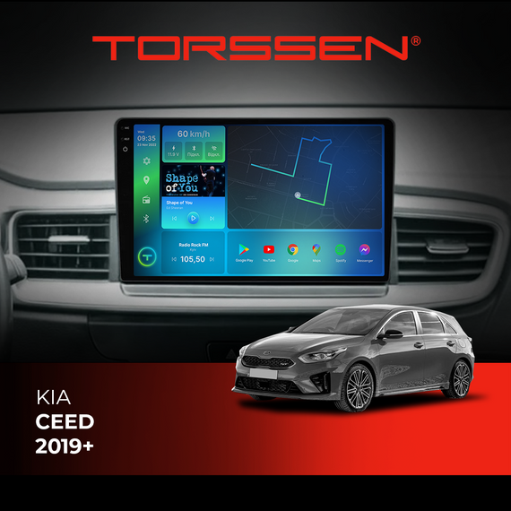 Штатна магнітола Torssen 2K Kia Ceed 2019+ FL10 4+64Gb 4G Carplay DSP