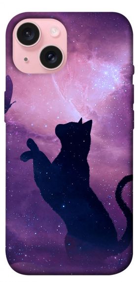 Чохол з картинкою Кіт та метелик для Apple iPhone 15 (6.1")