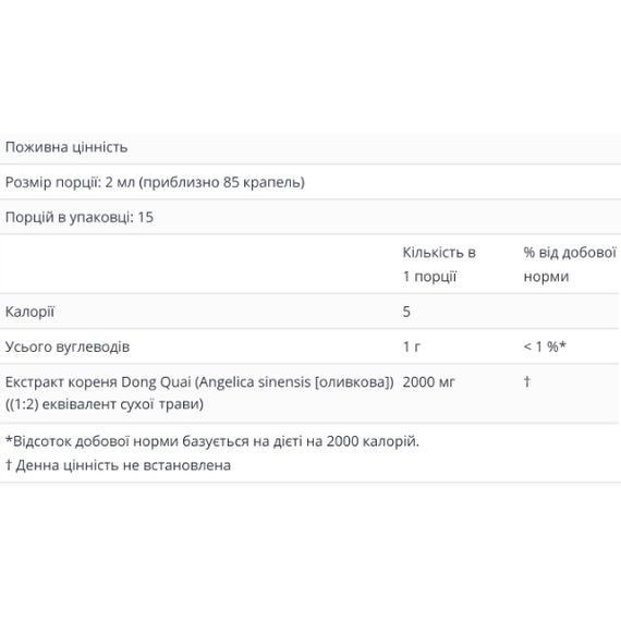 Копмлекс для профілактики репродуктивної функції у жінок Nature's Answer Dong Quai Root 2000 mg Alcohol-Free 30 ml /15 servings/ | Зображення 1