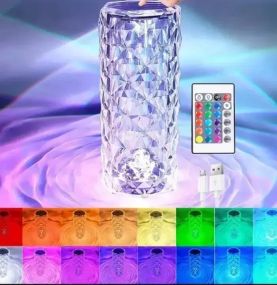 УЦЕНКА! Настольная аккумуляторная лампа с пультом 22см ночник Роза RGB Crystal Rose.(Плохая упаковка, трещина на корпусе 3274)