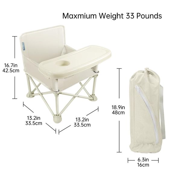 Дитячій стільчик складний портативний для годування з підносом, дорожній обідній стілець для дітей 6–36 міс, стільчик-бустер | Зображення 4