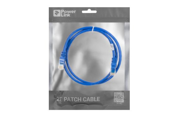 Патч-корд 2E Cat 6,UTP,RJ45, 26AWG ,7/0.16 Cu, 1.00 m, PVC,Blue (2E-PC6COP-100BL) | Зображення 2