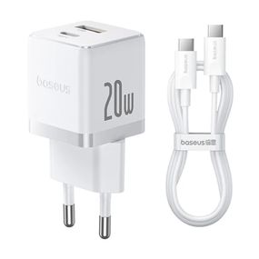 МЗП Baseus Palm Fast Charger 20W (1USB-A/1C) + кабель Type-C to Type-C (P10111608) Moon White