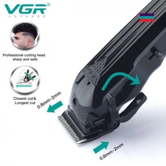 Машинка для стрижки волосся акумуляторна VGR V-282 Професійна LED-дисплей DI-699 6 насадок | Зображення 3