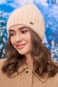 Пушистый колпак с флисовой полосой (5051) кофейный