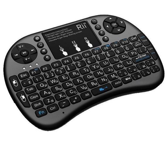 Беспроводная мини клавиатура, русская с тачпадом и подсветкой UKC i8 2.4G для Smart TV, клавиатура пульт | Зображення 1