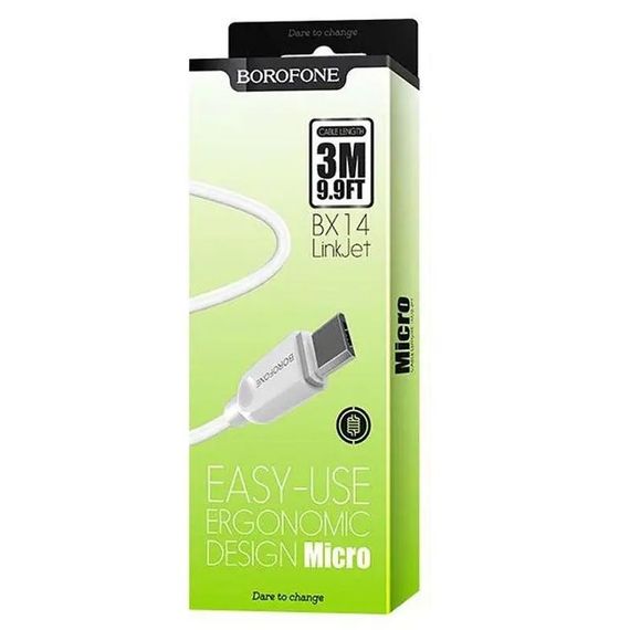 Дата кабель Borofone BX14 USB to MicroUSB (3m) | Зображення 5