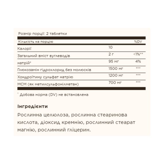 Triple Strength Glucosamine Chondroitin MSM - 60 tabs | Зображення 1