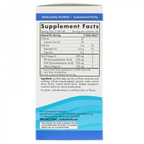 Омега 3 Nordic Naturals Omega-3 1000 mg 180 Soft Gels Great Lemon taste | Зображення 1
