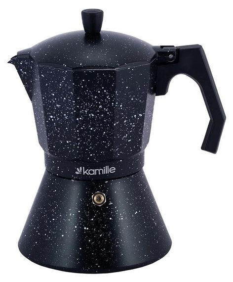 Кавоварка гейзерная Kamille Andel Black 450мл на 9 чашок