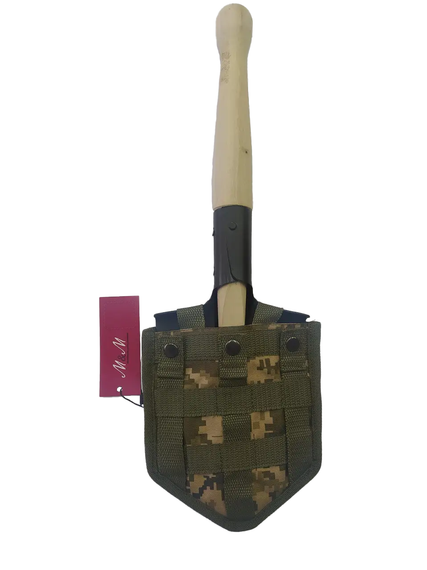 Саперна лопата М&М МСЛ50 Чорна в чохлі з MOLLE Піксель (213223) | Зображення 1