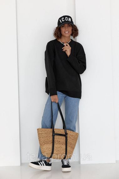 Удлиненная женская кофта с надписью на спине Love цвет черный размер S FL_000499 | Зображення 2