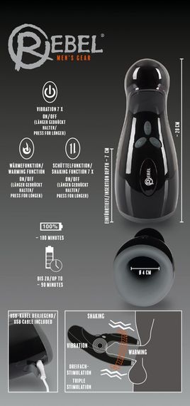 Мастурбатор - Rebel Masturbator with 3 function | Зображення 2