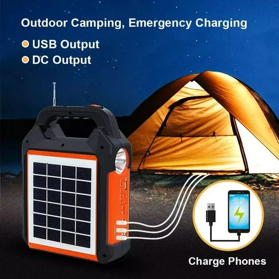 Ліхтар на сонячній батареї PowerBank EP-0168 - радіо-bluetooth XPRO Чорно-помаранчевий (MER-15327_693) | Зображення 8