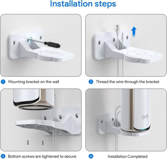 Кріплення на стіну для Orbi WiFi 7, Nighthawk, настінне кріплення для тридіапазонного роутера з ABS-пластику біле | Зображення 1