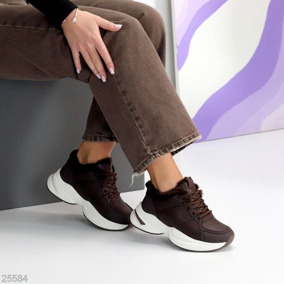 Комбіновані зимові прогулянкові шоколадні кросівки | Зображення 6