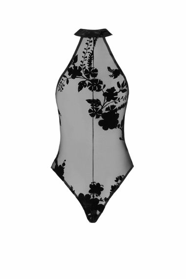 Боди Noir Handmade F314 Ego, 3XL, black, сетка, халтер, высокие вырезы, молния по всей длине | Зображення 4