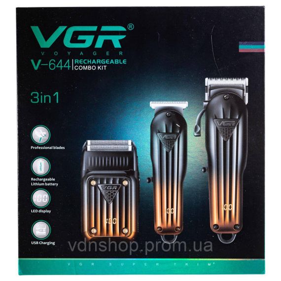 Набір для стрижки акумуляторна машинка, тример і шейвер VGR V-644 | Зображення 5