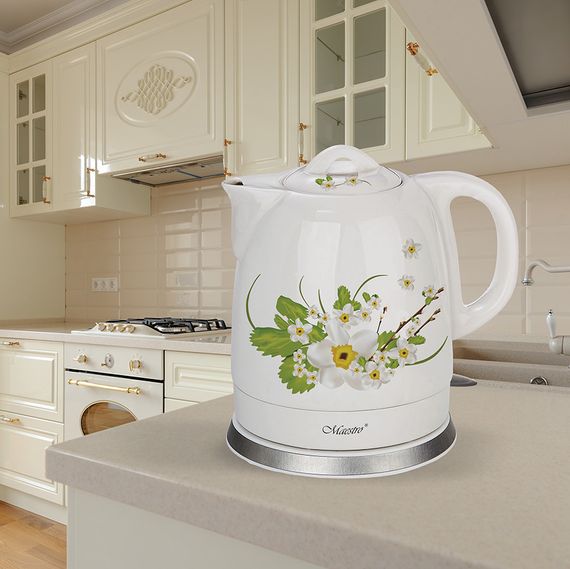 Электрочайник керамический Maestro MR-066-WHITE FLOWERS, 1.5 л, 1200 Вт | Зображення 2