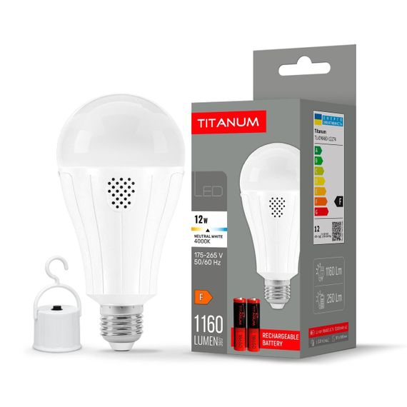 Світлодіодна лампа акумуляторна TІTANUM A80 12W E27 4000K 230V
