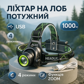 Налобный фонарь с линзой, Портативный налобный фонарик фонарь с удобным ремешком для головы TQ-25
