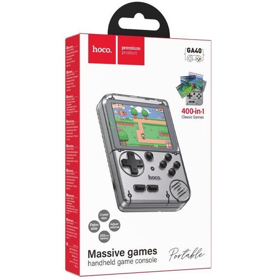 Портативная игровая консоль Hoco GA40 Brilliant 400 games (250mAh) Gray | Зображення 1