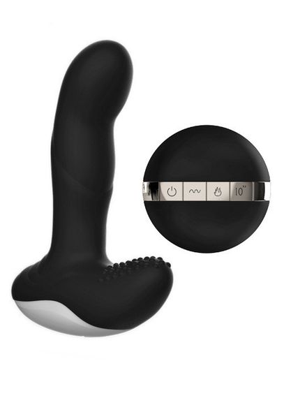 Масажер простати Вібратор Silicone Massager USB 7 Function + Pulsator / Heating BLACK Sex Aura