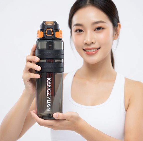 Спортивная бутылка для воды KANGZYUAN 500 мл Черная Тритановая (BPA Free), с клапаном и поилкой | Зображення 4