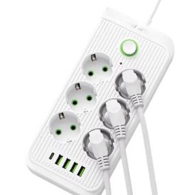 Фільтр з USB (6×220В+4×USB+1×Type-C) QL-1075U 3 метри Білий