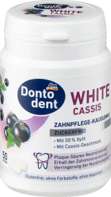 Жевательная резинка dm Dontodent White Cassis с ксилитом без сахара для защиты зубов и свежести дыхания, 50 шт.