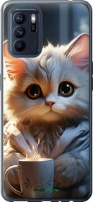 Чохол на Oppo Reno6 Z Білий кіт "5646u-2477-2448"