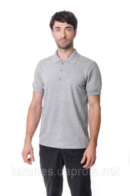 Футболка мужская ПОЛО  -  Серый Меланж с манжетом с МИКРОЛАКОСТЫ 3ХЛ