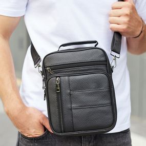 Чоловіча шкіряна сумка-барсетка через плече чорна Bexhill BX-02103
