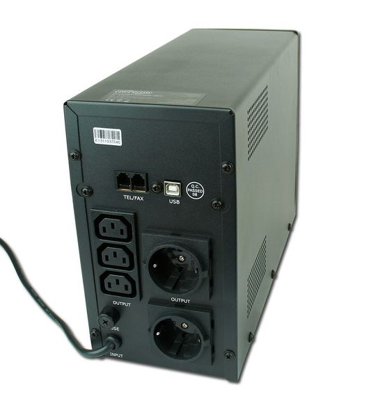 Джерело безперебійного живлення EnerGenie EG-UPS-034, LCD дисплей, USB порт, 1500 VA, чорний колір | Зображення 1