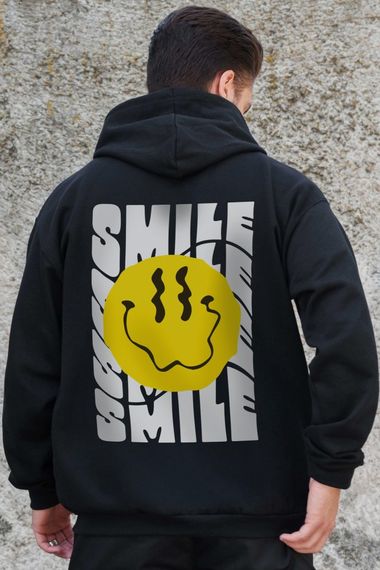 Утеплене зіп худі на флісі зіпер з принтом Smile Without Kane Black