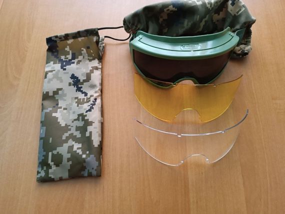 Балістичні удароміцні окуляри олива зі змінними лінзами + чохол піксель. | Зображення 2