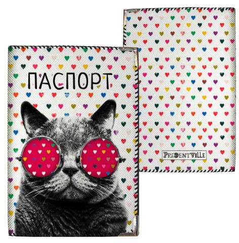 Обложка на паспорт Кот в очках (PD_15L059_BL)