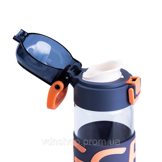 Бутылка для воды 460 мл стеклянная с пластиковой крышкой синяя HP17299BL | Зображення 2