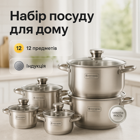 Гарний набір каструль з антипригарним покриттям, Набір каструль якісних з кришками YU-85
