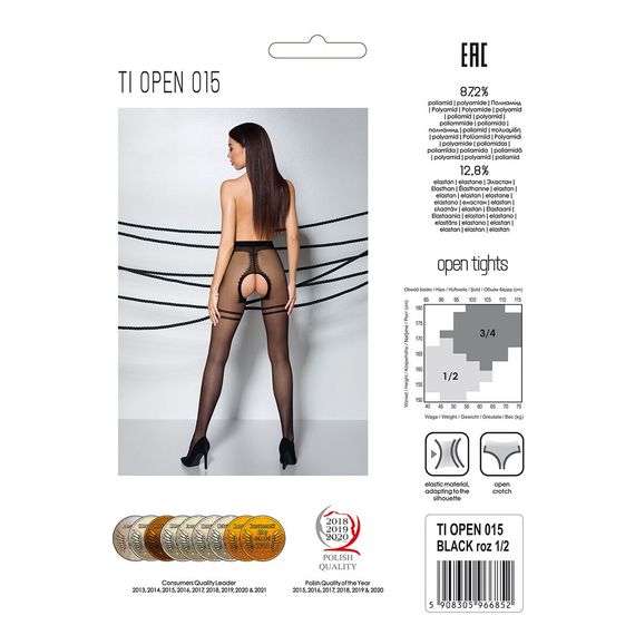Колготки з відкритим доступом, контрастна подвійна резинка Passion TIOPEN 015 1/2 (20 den), black | Зображення 5