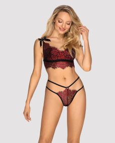 Комплект мереживної білизни, Obsessive Redessia, червоний, S/M sexstyle